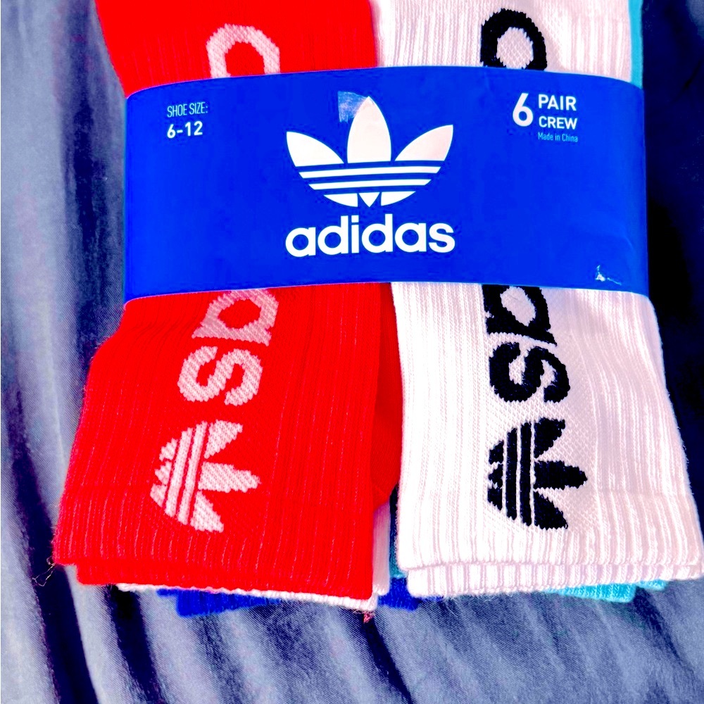 NWT ADIDAS 6 Pack Men’s Crew Socks Size 6-12